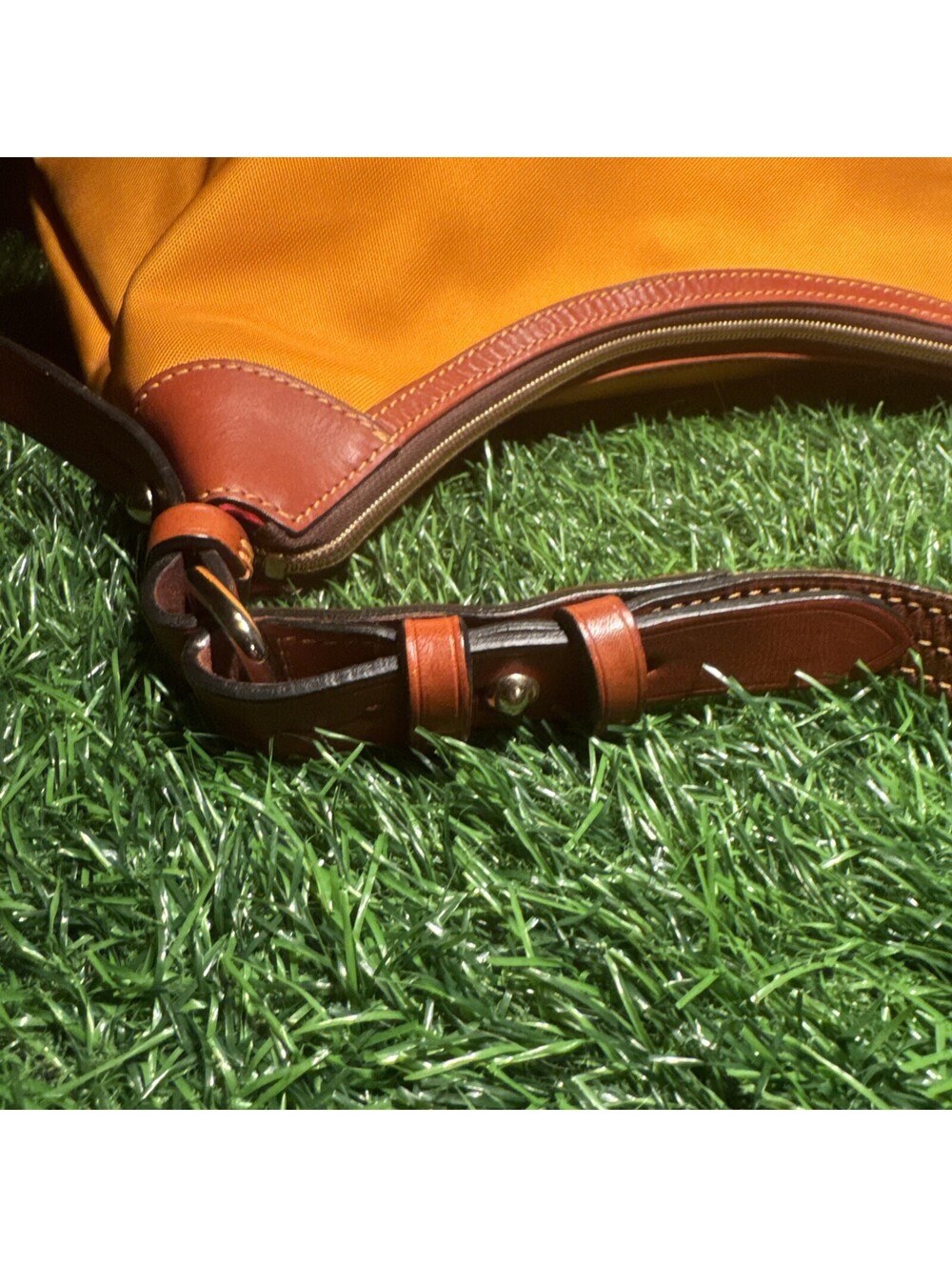 Dooney & Bourke Nylon Large Erica Hobo Shoulder Bag Mustard Yellow Red Lining - Picture 8 of 14